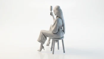 Элегантная женская фигурка девушки с шампанским, 3D-печать 4