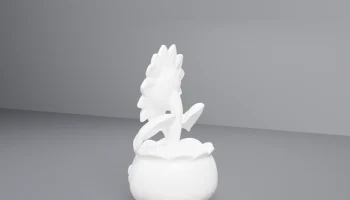 Цветочная ваза с подсолнухом и листьями 3D печать F2... 4