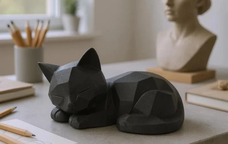 Котенок спит Low-Poly