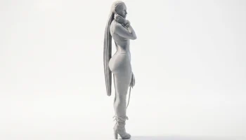 Фигура девушки с длинными косами, женская статуя, 3D-печать 2