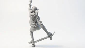 Фигурка девушки-скейтбордиста. Женская фигура для 3D-печ... 3