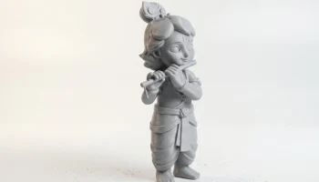 Фигурка девушки-флейты Музыкальная статуя для 3D-печати 2