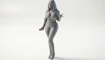 Фигурка девушки со знаком мира. Женская фигура для 3D-пе... 1