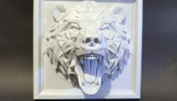 3D геометрическое настенное искусство медведя гризли