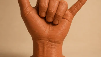 Sculptur einer Hand in Shaka-Geste - Скульптура руки в же...