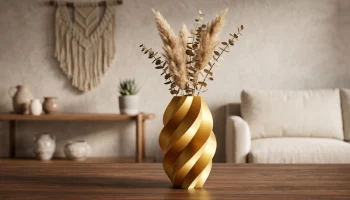 Элегантная золотая спиральная ваза с 3D-печатью...... 2