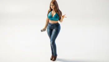 Фигурка девушки со знаком мира. Женская фигура для 3D-пе...