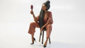 Элегантная женская фигурка девушки с шампанским, 3D-печать