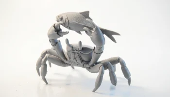 Фигурка "Краб с рыбой" Скульптура животного для 3D-печати... 1