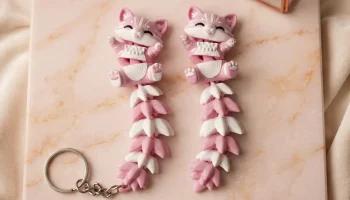 Подвижный брелок, кот с пушистым хвостом 4