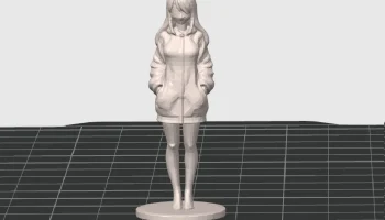 Девушка аниме в толстовке большого размера - фигурка