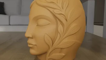 Ваза для цветов Serene Sculpted Leaf Head 3D модель... 2
