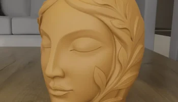 Ваза для цветов Serene Sculpted Leaf Head 3D модель...