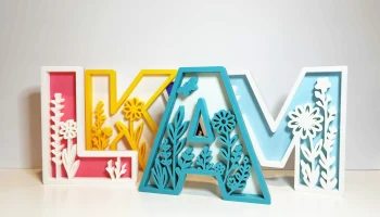 3D буквы алфафита с декором 0