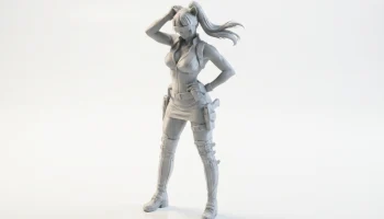 Фигурка девушки с кошачьими ушками, женский персонаж, 3D... 1