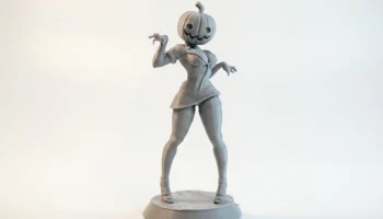 Halloween Beauty Pumpkin Girl Figurine 3D Printable 2