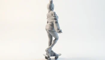 Фигурка девушки-скейтбордиста. Женская фигура для 3D-печ... 3
