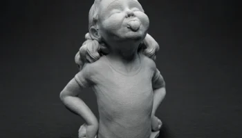 Девочка показывает язык. 3D модель.