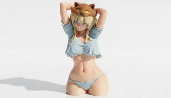 Девушка-кошка, бюст, женская фигура, 3D-печать