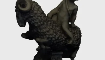 Символ знака зодиака Овен из 3D-изображения, отсканирова...
