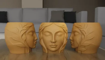 Ваза для цветов Serene Sculpted Leaf Head 3D модель... 5