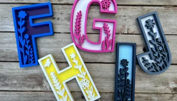 3D буквы алфафита с декором 3