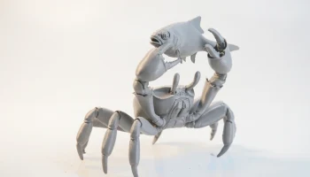 Фигурка "Краб с рыбой" Скульптура животного для 3D-печати... 2