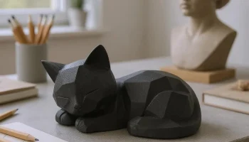 Котенок спит Low-Poly
