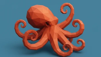 Низкополигональный осьминог свернулся 1