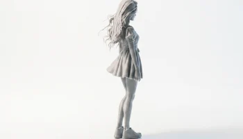 Симпатичная фигурка девушки аниме-персонажа для 3D-печати 2