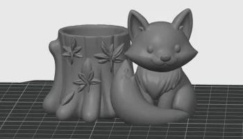 Осенняя лиса с пнем, украшенным листьями - милый 3D орган... 2