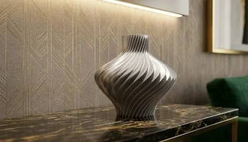 Элегантная витая серебряная ваза с 3D-печатью...
