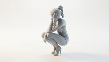 Фигурка девушки на корточках. Женская фигура для 3D-печати. 4