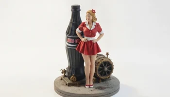 Фигурка девушки в стиле пин-ап в винтажном стиле для 3D-...