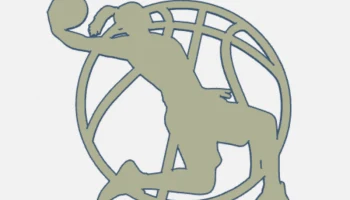 Девушка на стене с баскетбольным мячом