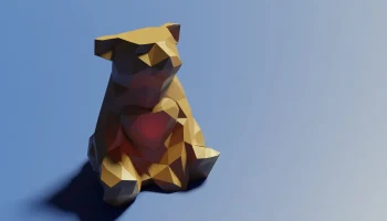 Ваза Медведь с Сердцем - Low Poly