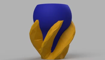 Низкополигональная витая ваза и держатель... 2