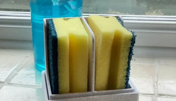 Держатель и поднос для двух кухонных губок.