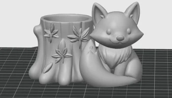 Осенняя лиса с пнем, украшенным листьями - милый 3D орган...
