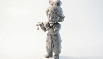 Фигурка девушки-флейты Музыкальная статуя для 3D-печати 1