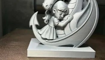 Девушка с драконом-фантазия 3D-печатная статуя 1