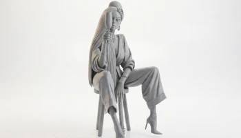 Элегантная женская фигурка девушки с шампанским, 3D-печать 2