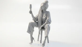 Элегантная женская фигурка девушки с шампанским, 3D-печать 1