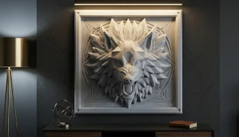 3D геометрическое настенное искусство с волком