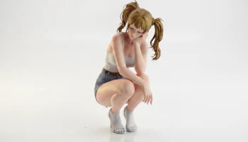 Фигурка девушки на корточках. Женская фигура для 3D-печати.