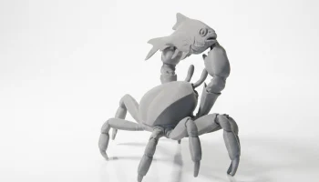 Фигурка "Краб с рыбой" Скульптура животного для 3D-печати... 3