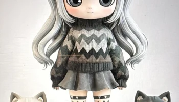 милая чиби девушка 3d модель Waifu