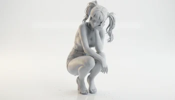 Фигурка девушки на корточках. Женская фигура для 3D-печати. 1
