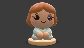 Кавайная фигурка сидящей девушки