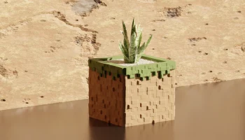 Блок травы - горшечное растение Minecraft